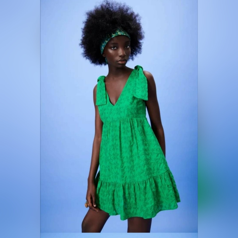 ZARA Green Romper Dress